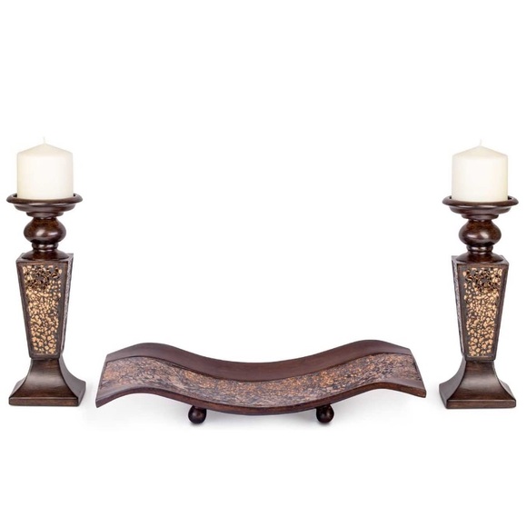 Candle Holder Set of 2- Crackled Mosaic Design - Picture 5 of 9